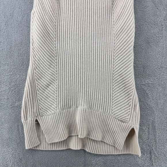 Vince Sweater Womens XS Cream Ribbed Wool Cashmere Sleeveless Tunic Mock Neck - Picture 5 of 14